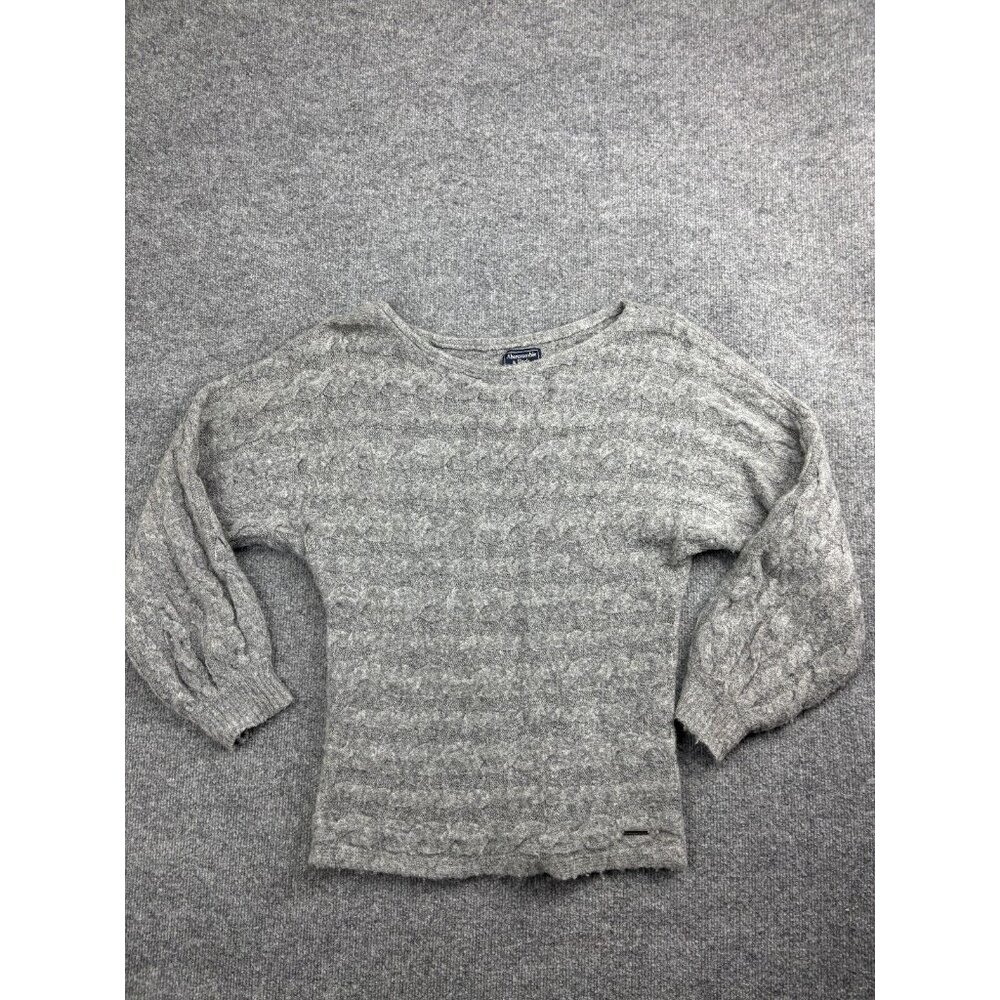 386 Abercrombie & Fitch Sweater Women's Medium Gray Knit Balloon Sleeve Pullover